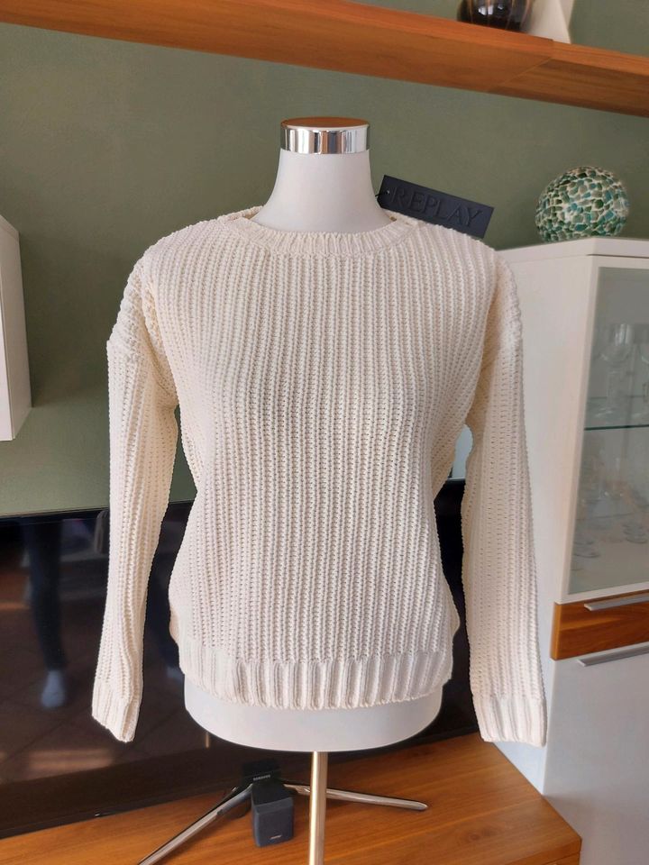 Neu m.Etikett! Flauschig Strickpullover Replay cremeweiß wollweiß in Goch