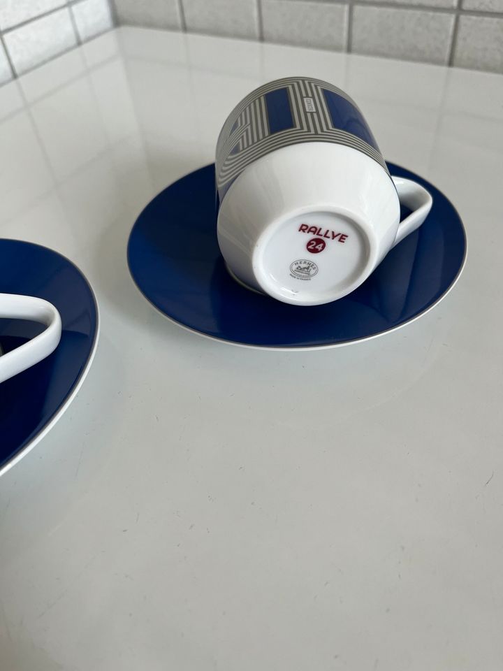 Hermes Rallye 24 Espresso Tassen Set aus 2 in Blau in München