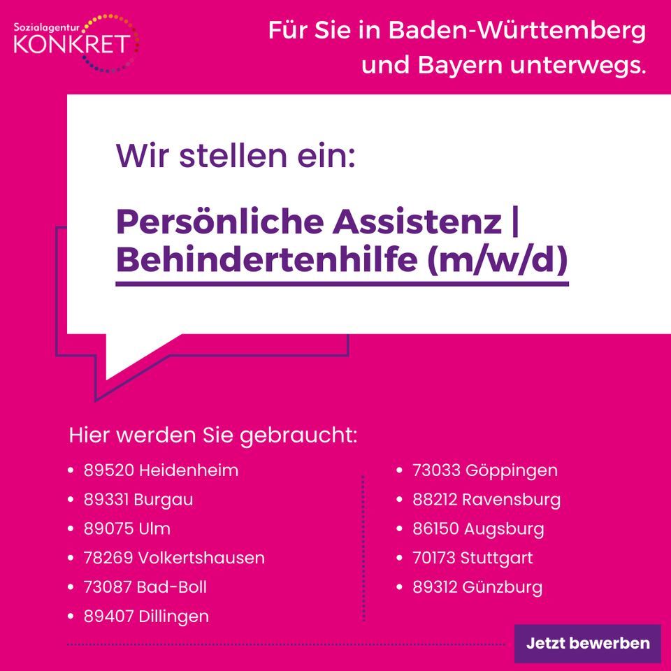 89160 | Persönliche Assistenz | Behindertenhilfe (m/w/d) in Dornstadt