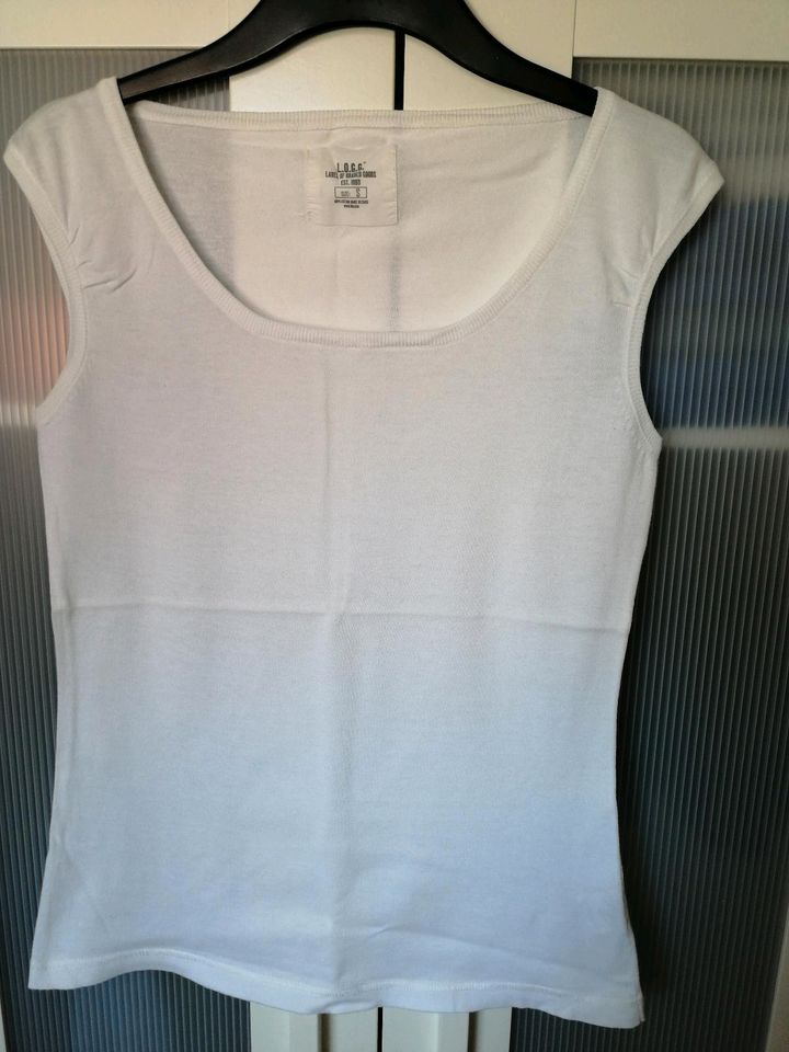 Shirt, Top, Sommer, weiß, H&M, S M 36/38, Baumwolle in Mainaschaff