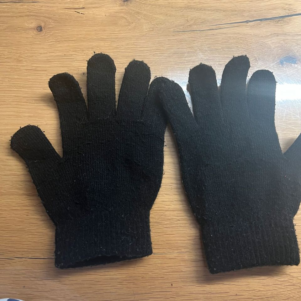 Handschuhe schwarz Skelett 7-9 Jahre in Mauer