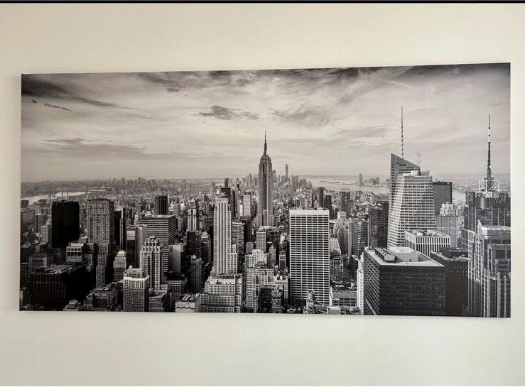 Leinwand New York Manhattan Skyline Panorama schwarz weiß 180x90 in Dresden