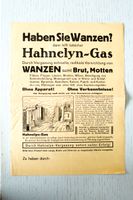 Hist. Anzeigenblatt: Hahnelyn-Gas gegen Wanzen Berlin - Neukölln Vorschau