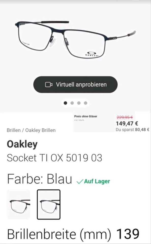 Oakley Titanium OX5019-0356 Brille Neu Herren Federschaniere blue in Berlin