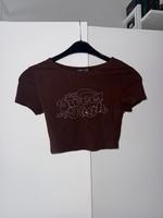 Braunes bauchfreies Glitzer-T-Shirt Nordrhein-Westfalen - Lippstadt Vorschau