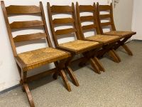 4 Holzstühle (Eiche rustikal) mit Sitzfläche aus Bastgeflecht Bayern - Leinburg Vorschau