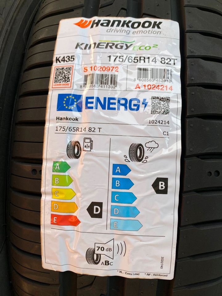 4 x Sommerreifen Hankook 175/65 R14 82T mit 4 x 8mm neuwertig in Klein-Winternheim