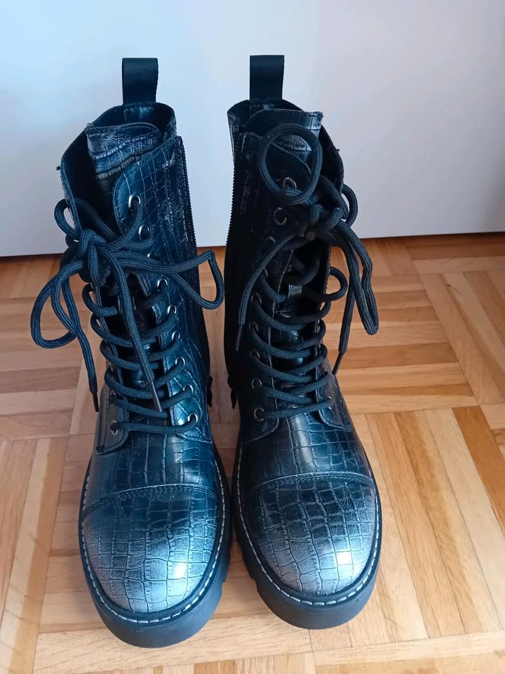 Neu Schnürboots ❤️Boots dicke Sohle  Krokomuster  ❤️Gr.36/37 in Aalen