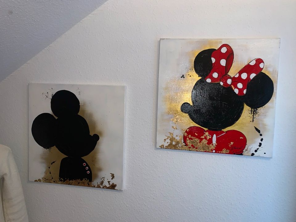 ☘️ 2 große Bilder Leinwände Disney Mickey & Minnie 60/60cm in Emsdetten