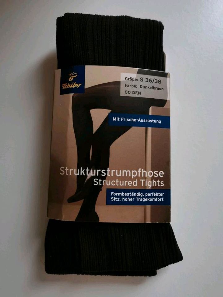 Neue Struktur Strumpfhose Gr. 36/38 dunkelbraun Tchibo in Worms