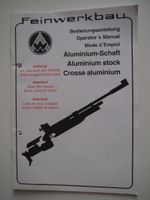 Bedienungsanleitung Feinwerkbau Aluminium-Schaft Mod.603 und P70. Aachen - Aachen-Haaren Vorschau