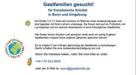 Gastfamilien gesucht in Bonn