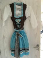 Dirndl, Gr. 36, dunkelbraun/türkis, weiße Bluse, Gr. 34, Tasche Bayern - Wackersdorf Vorschau