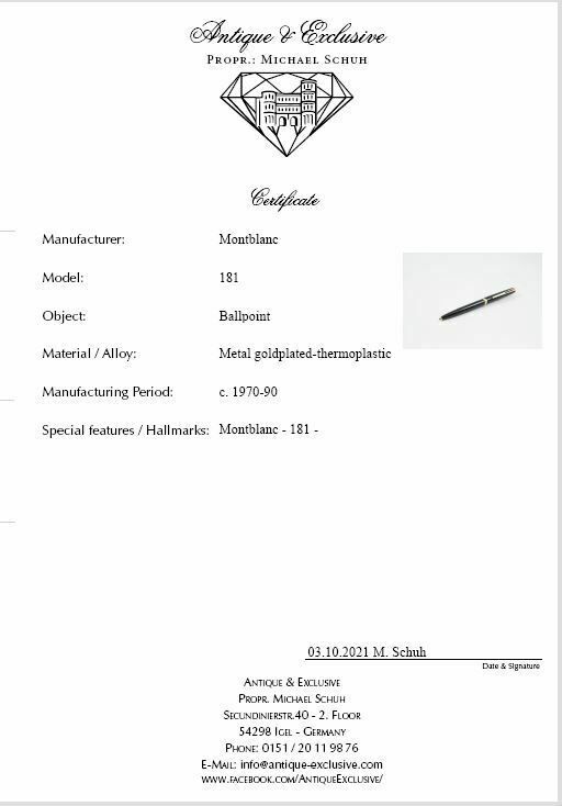 Orig. Montblanc c. 1970 No. 181 Kugelschreiber poliert Zertifikat neuw. Geschenkset Stift Pen Wunschgravur Sammler Top Versand Händler DHL Echt in Igel