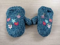 Handschuhe Strick für Baby-Mädchen - Blau mit Blumen - Next - Grö Baden-Württemberg - Wolpertswende Vorschau