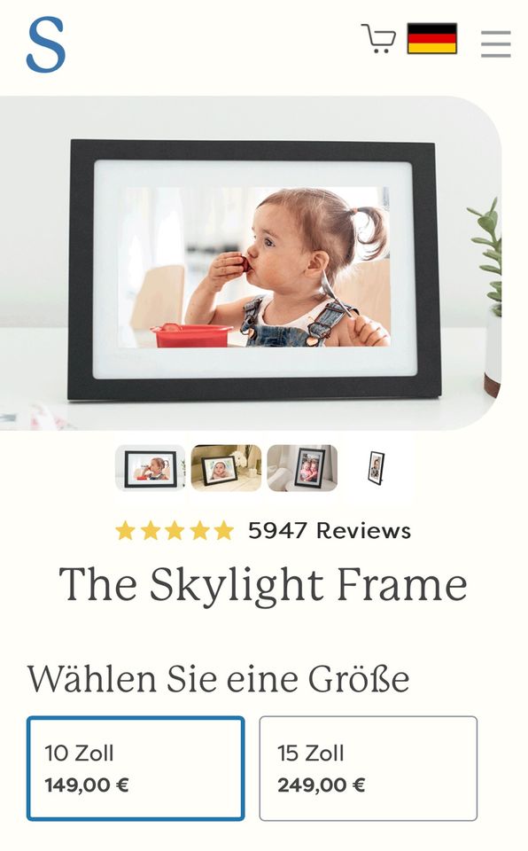 Skylight Frame 10 Zoll *NEU* (digitaler Bilderrahmen) in Auderath