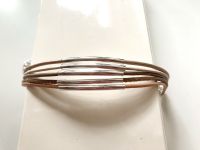 Tube Leder Armband Armreif silber beige naturfarben, Neu Kr. München - Oberhaching Vorschau