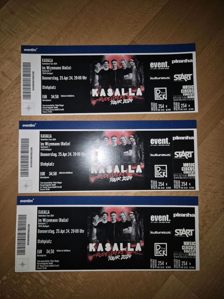 3 Tickets Kasalla 25.04. Witzemann 20:00 Uhr in Stuttgart