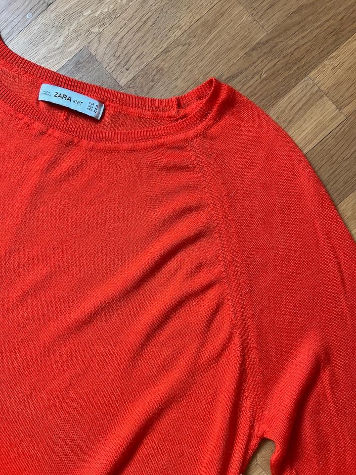ZARA Knit dünner Feinstrick Pullover rot Sommer Longsleeve XL in Bad Homburg