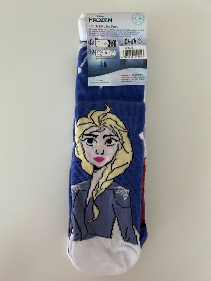 5 Paar „Die Eiskönigin“ Socken. Gr. 31/34 in Mannheim