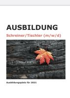 Schreinerhandwerk - Ausbildung zu Schreiner / Tischler (m/w/d) Bayern - Nittendorf  Vorschau