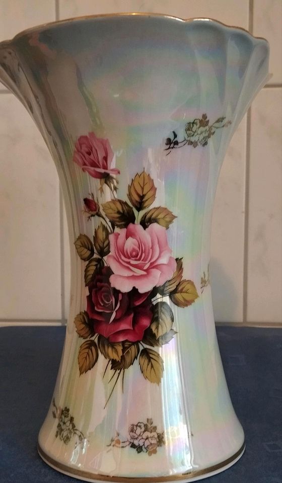 Vase 60 er HWL 1926 Handvergoldet  Porzellan Bavaria Rose in in Annaberg-Buchholz