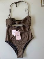 Zara Swimwear Badeanzug S/36 khaki schwarz Cut-Out Corset Knoten Baden-Württemberg - Ochsenhausen Vorschau