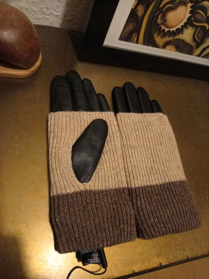 Neue Markberg Handschuhe Leder Stulpen 7,5 schwarz braun beige in Berlin