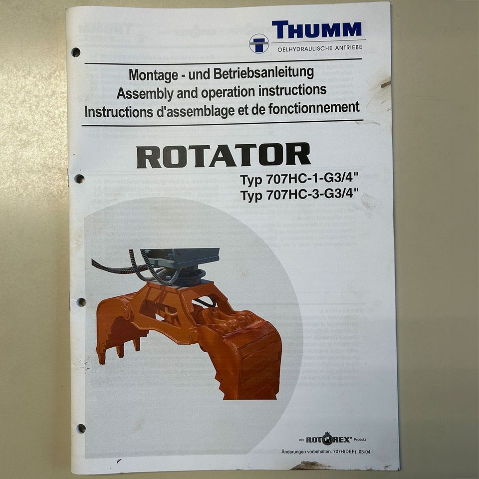 Ersatzteilliste, Montage- und Betriebsanleitung Thumm Rotator 707 in Bad Schwartau