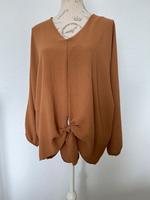 Neu Made Moda in Italy Damen Bluse locker braun Knotendetail Nordrhein-Westfalen - Wipperfürth Vorschau