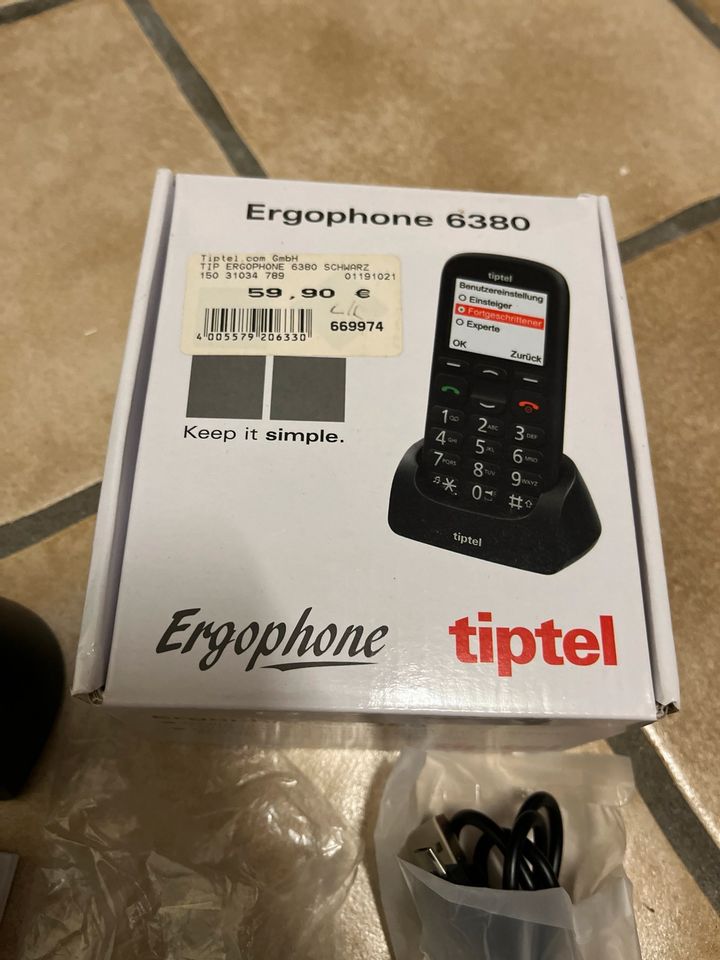 Tiptel Ergophone 6380 / Neuwertig/ Seniorenhandy / Telefon in Bad Lippspringe