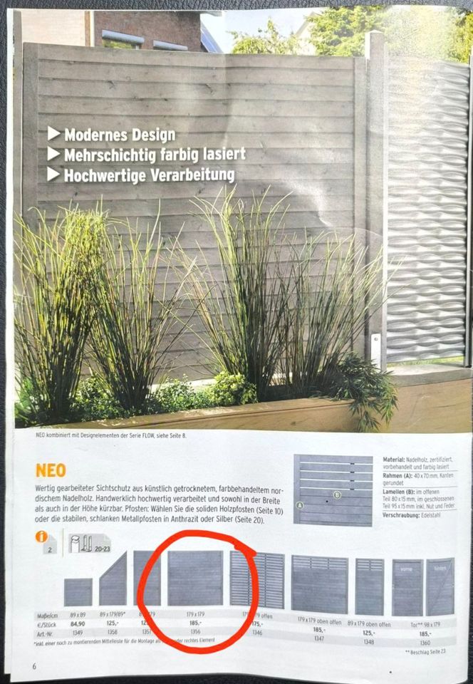 Sichtschutz / Zaun / Panele NEU in Neusäß