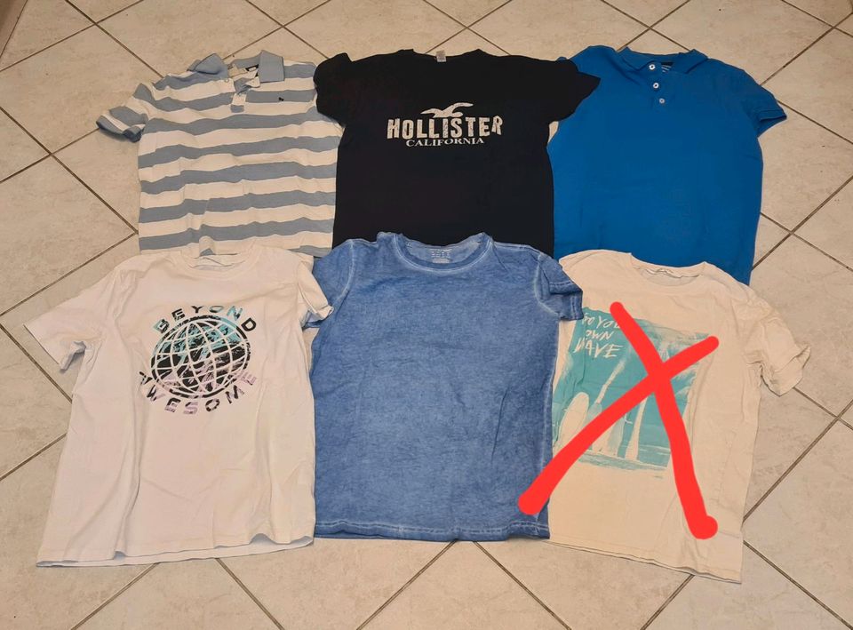 5x T-Shirts H&M Hollister Poloshirt Größe 158/164 in Oestrich-Winkel