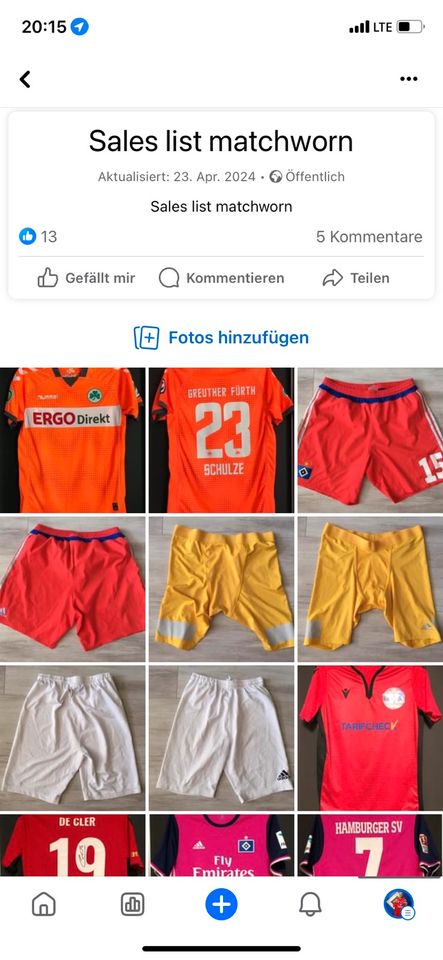 Fußball Trikot Matchworn match worn HSV und andere zu verkaufen in Hamburg