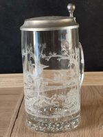 3 Bierkrüge aus geätztem Glas mit Zinndeckel Jagdmotiv Niedersachsen - Tosterglope Vorschau