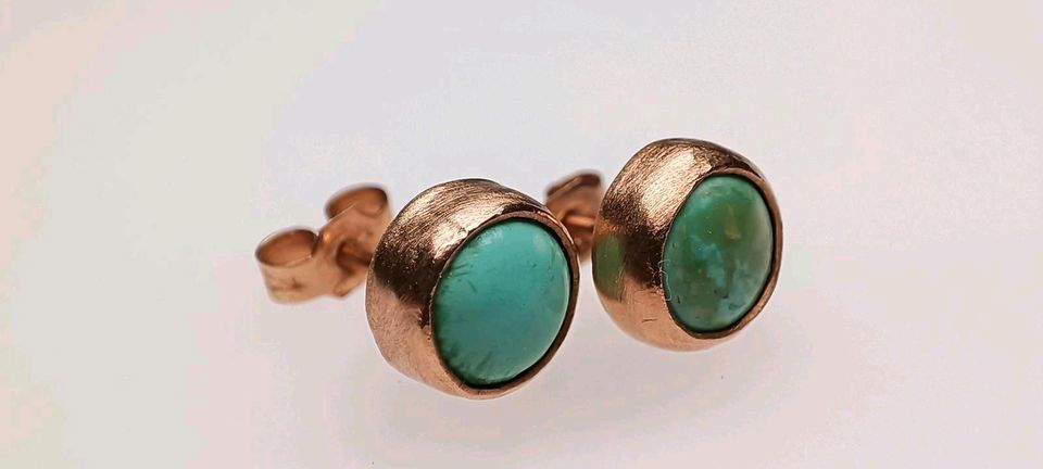 Larimar Ohrstecker Ohrringe 375 Gold 9 k Unikate in Reinstorf