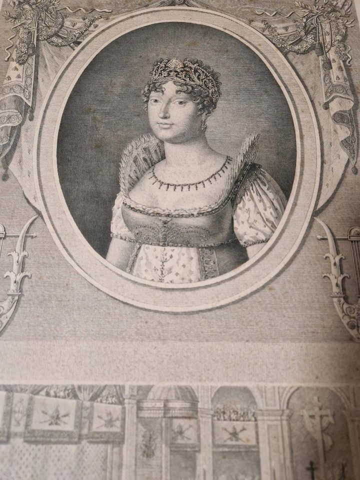 Kupferstich Kaiserin Marie-Louise 1804 Portrait in Rosengarten