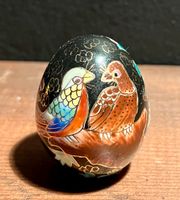 Vintage Cloisonne Ceramic Enamel Egg Black with 2 Birds & Florals Bayern - Lechbruck Vorschau