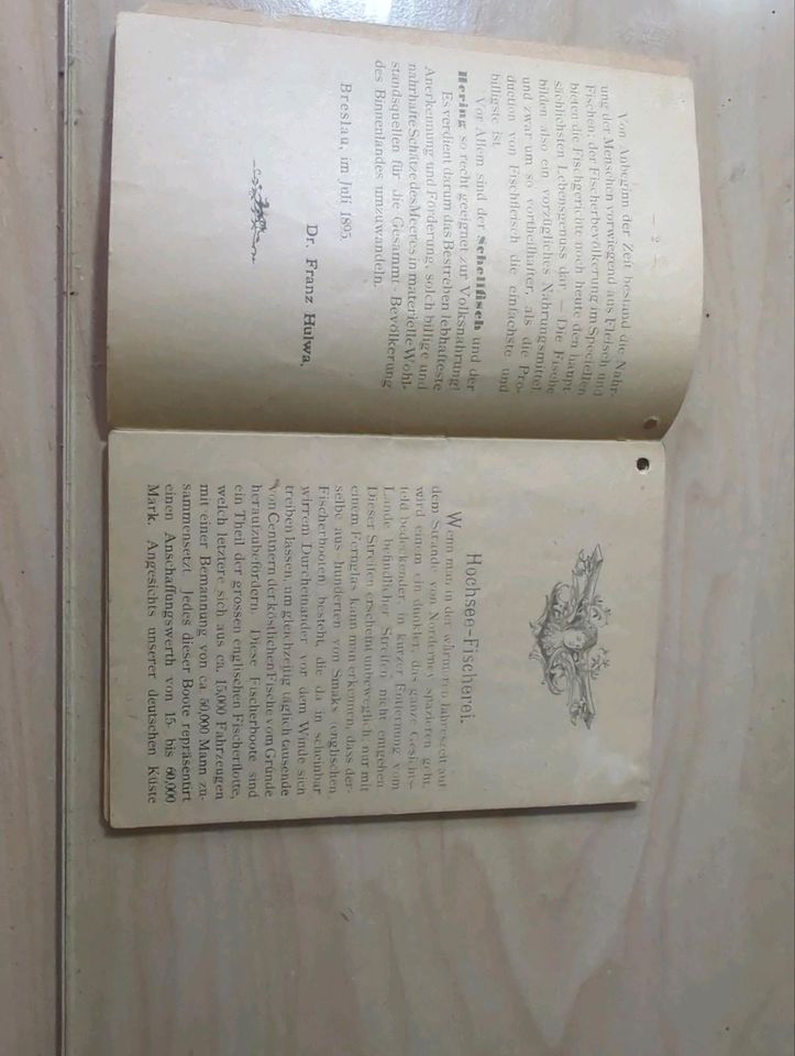 Fisch Kochbuch von 1893 mit 16 Seiten in Marl