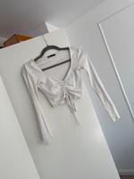 ZARA top Crop weiß gerippt S langarm Shirt Niedersachsen - Harsefeld Vorschau