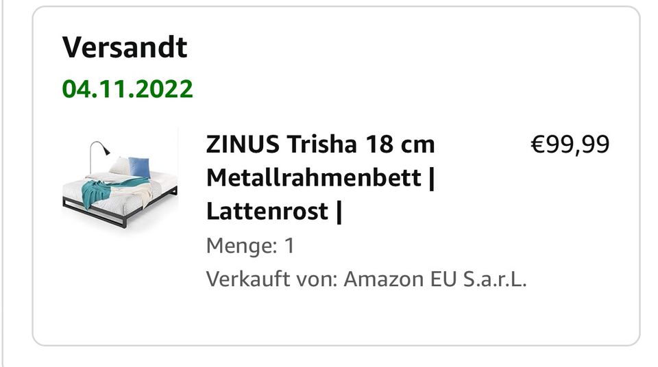Neuw. ZiNUS TRiSHA Bettgestell Bett Metall mit Lattenrost 90x200 in Recklinghausen