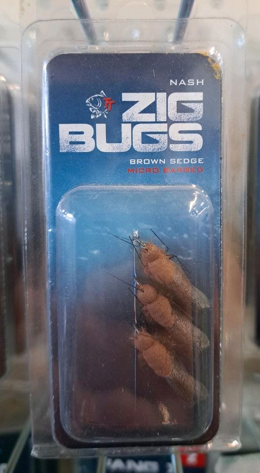 Nash TT Zig Bugs Brown Sedge Micro Barbed Köder NEUWARE! OVP Carp in Bad Bentheim