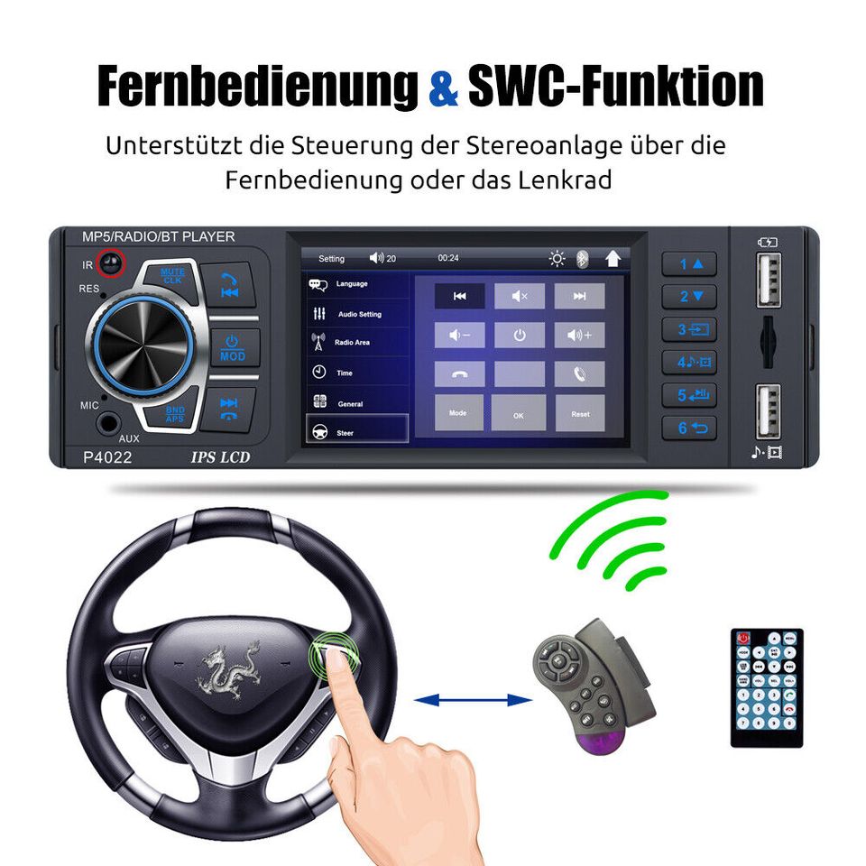 Autoradio 1 DIN 4 Zoll Bluetooth FM USB Rückfahrkamera Autoradio in Berlin