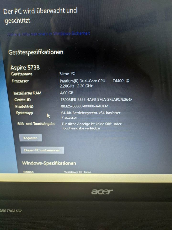 Acer Aspire 5738Z Laptop funktional ohne Akku in Meine