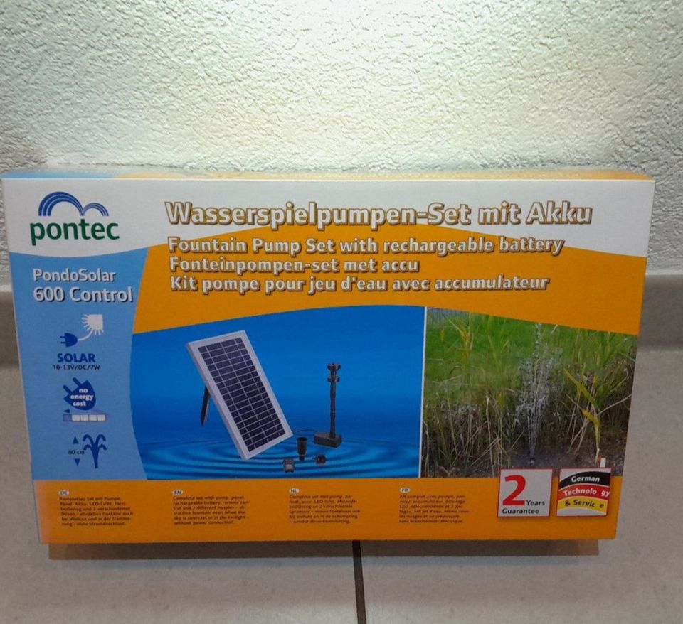 Pondosolar 600 Solar Teichpumpe, LED, Akku, Fernbedienung neu in Weinsberg