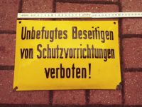 Emailleschild Warnschild Beseitigen Schutzvorrichtungen verboten Brandenburg - Bernau Vorschau