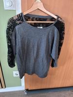 Shirt T-Shirt grau/schwarz durchsichtig Only Gr.S 36 Top Sachsen - Burkhardtsdorf Vorschau