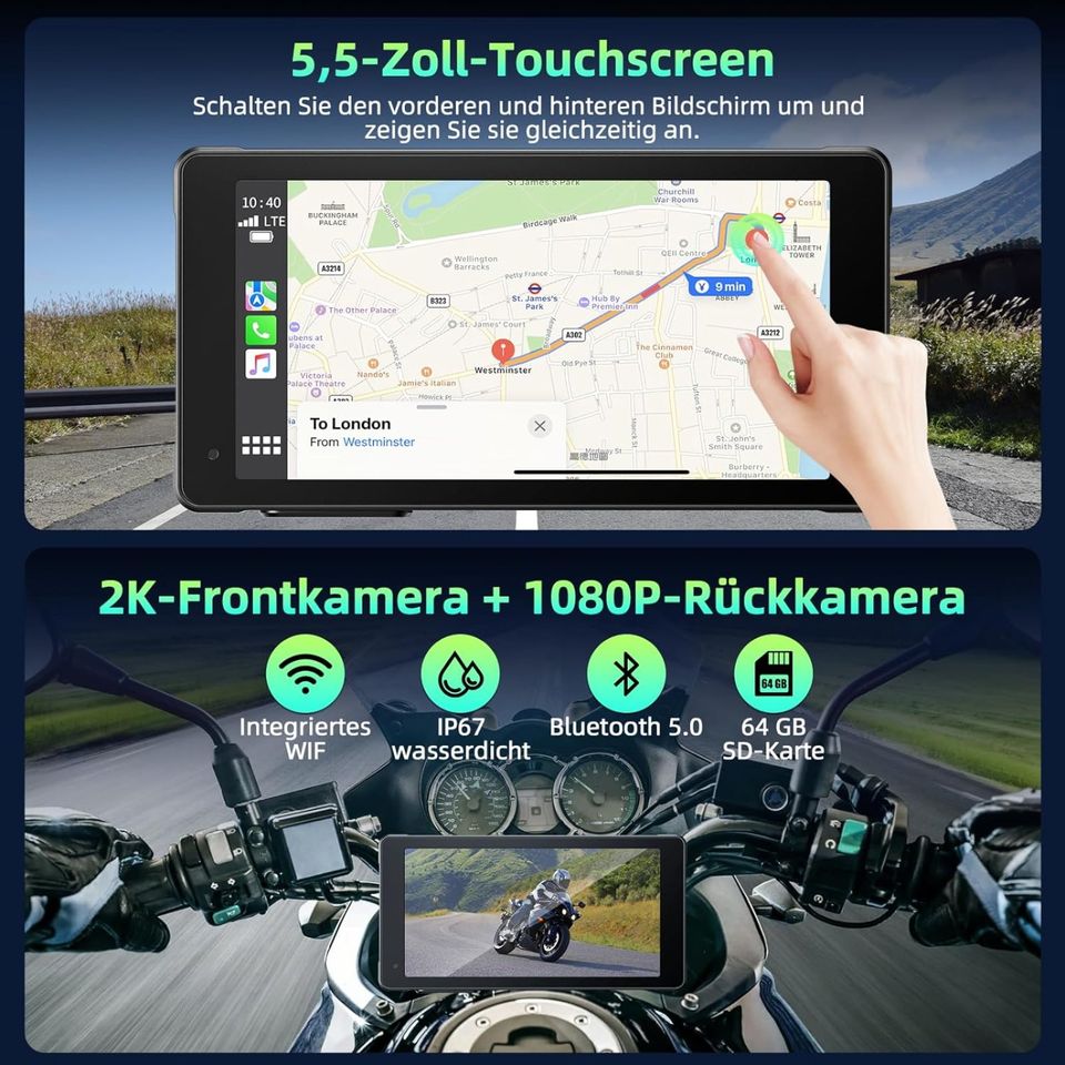 NEUE Autonavigation & Motorrad, Touchscreen, mit Dashcam OVP in Gevelsberg