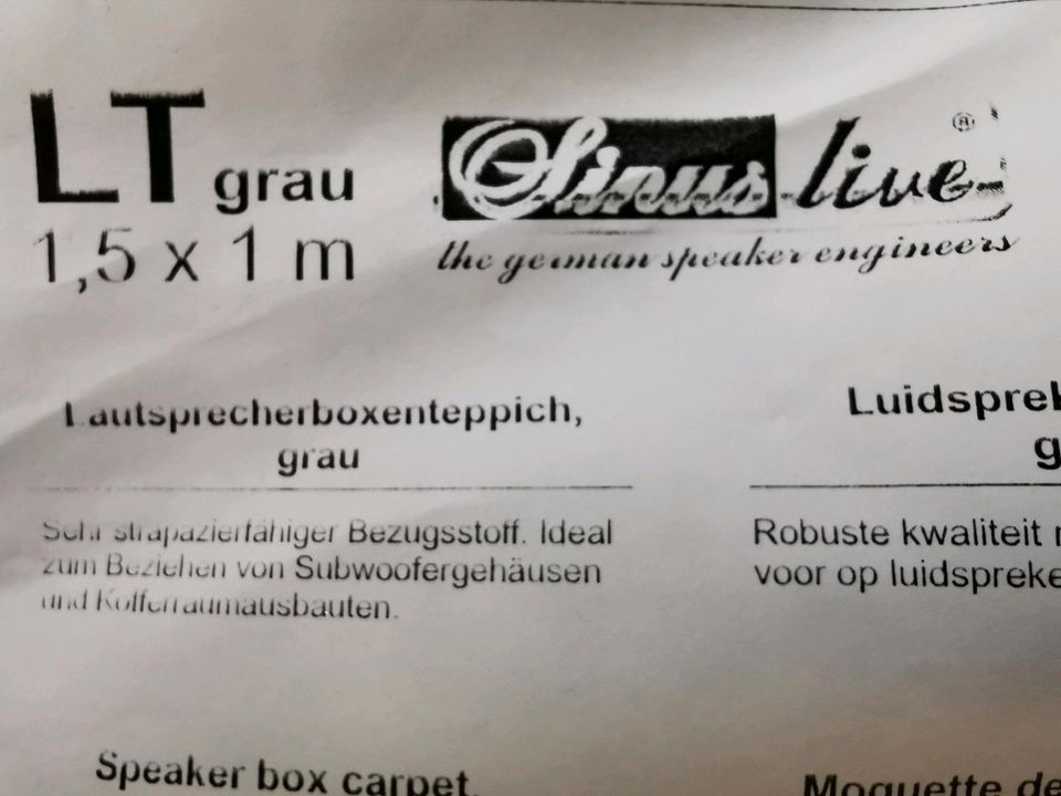 Lautsprecher-Bespann-Stoff, Sinus Live, grau, 100x150 unbenutzt in Cuxhaven