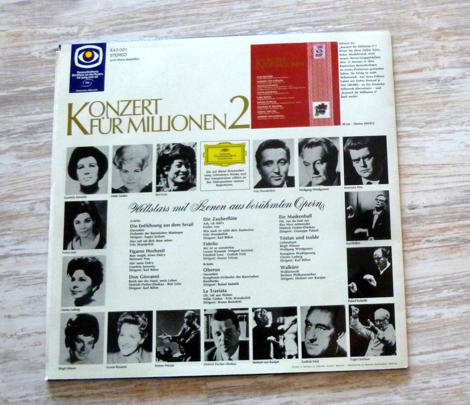LP Vinyl Konzert für Millionen Szenen berühmter Opern Karajan Pre in Engelskirchen